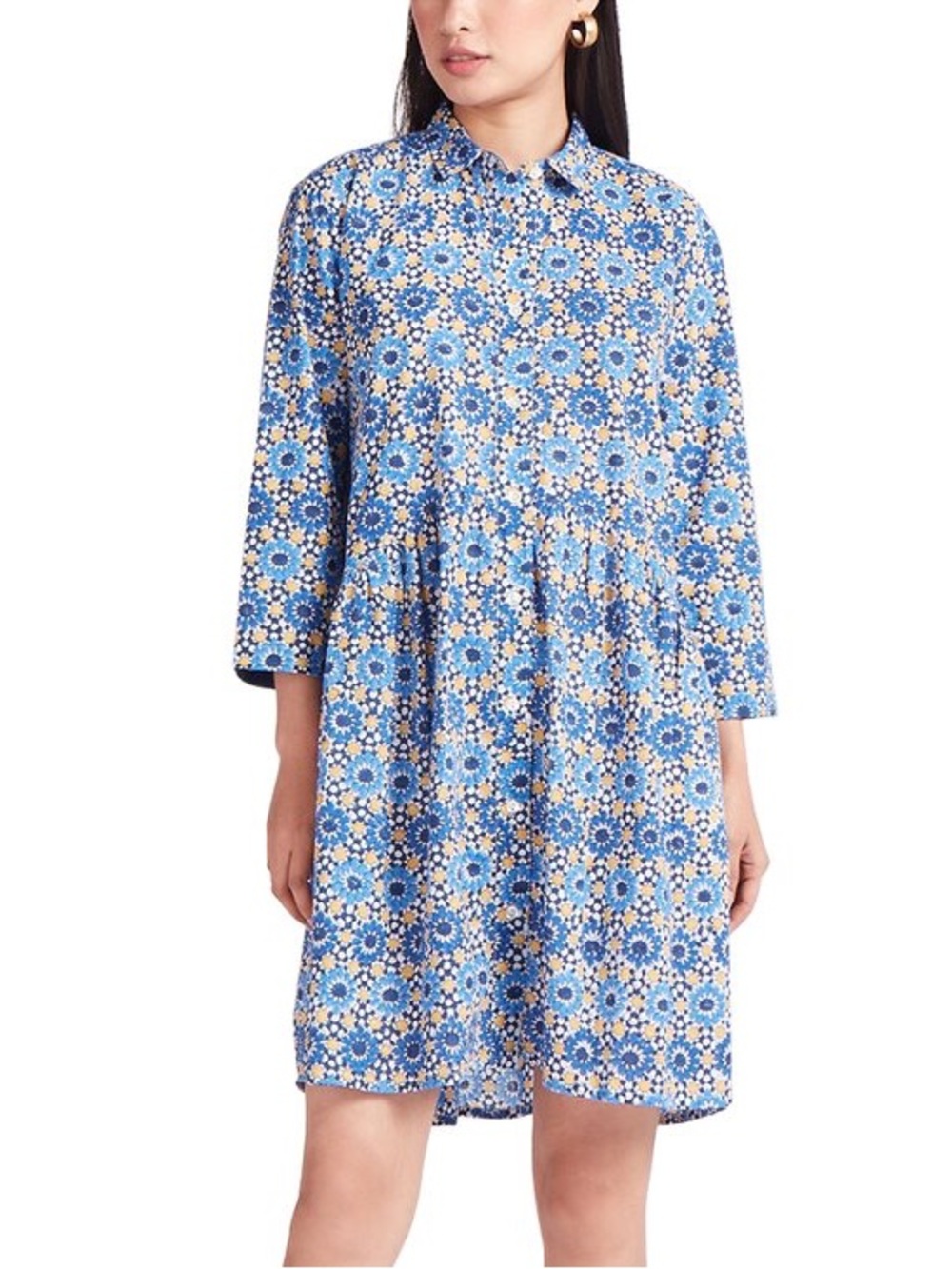 Ro’s Garden Deauville Dress in Cadaques Blue/Yellow Print Small